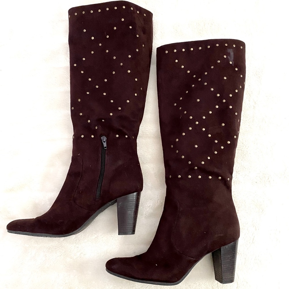 Brown Suede Knee-High Boots
